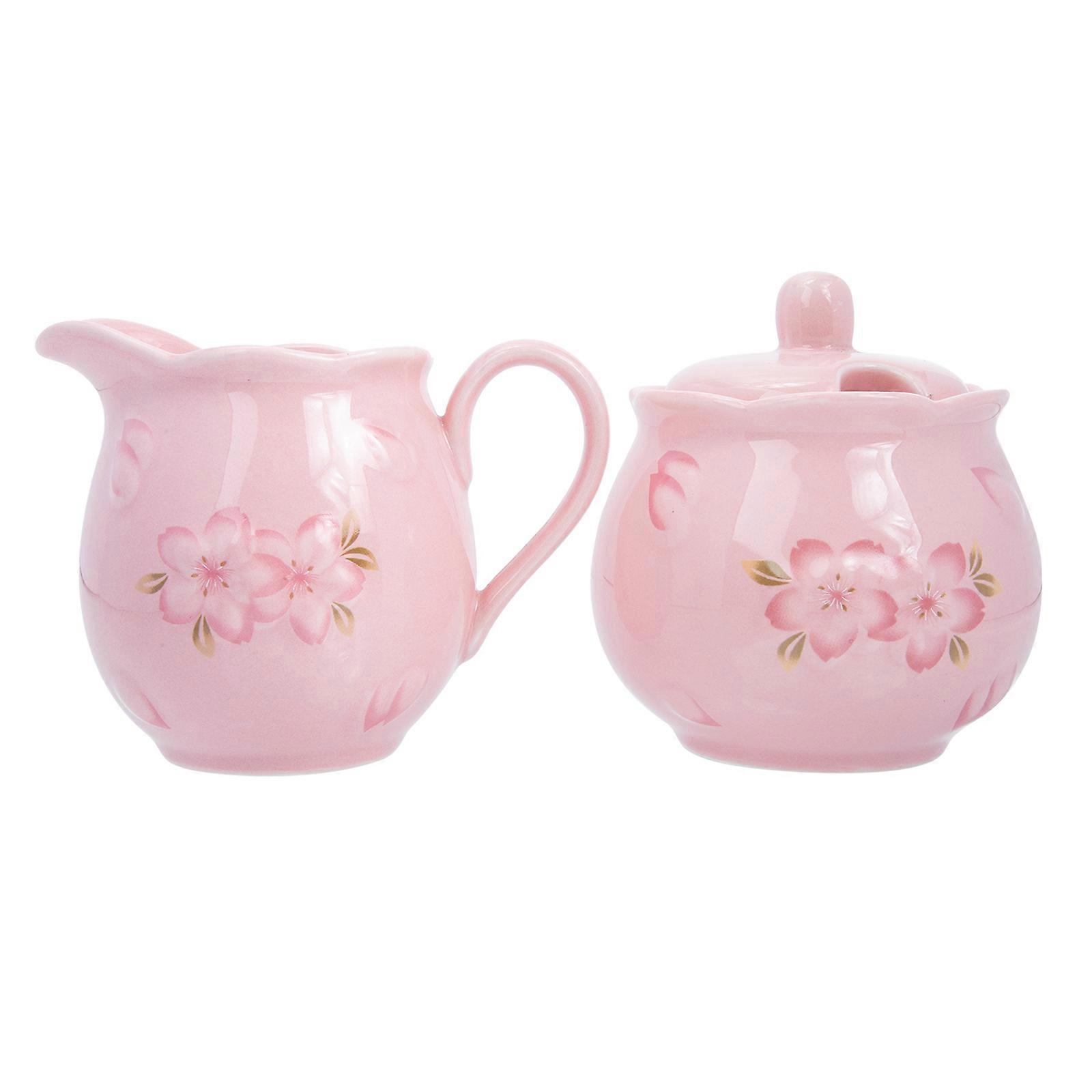 Ceramic Pitcher Household Sugar Jar Seasoning Jar For Home Use Pink 9.50X9.00X9.00cm Sugar Storage 1 Set