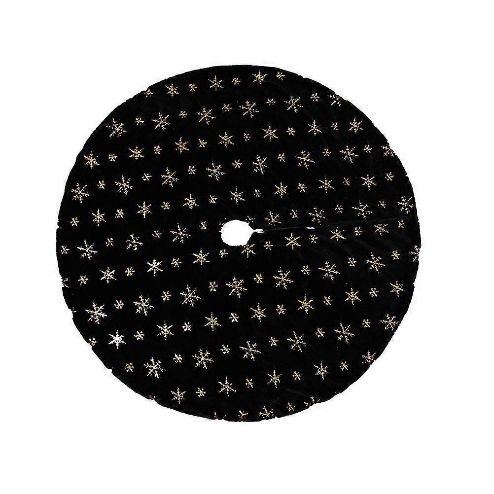 Foldable Tree Skirt Xmas Tree Skirts Tree Apron Christmas Party Decoration Black 122x122cm Simple and Elegant 1Set