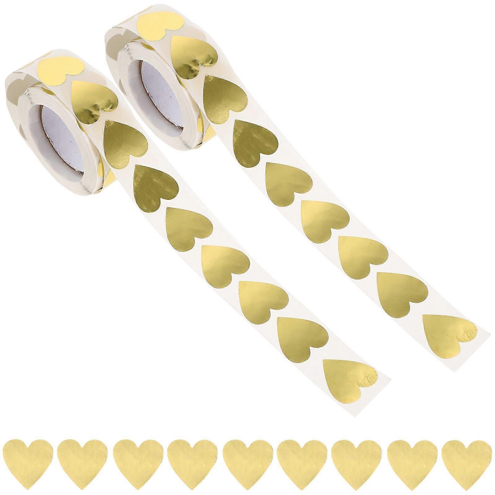 2 Rolls of Self-adhesive Sealing Label Stickers Heart Shaped Stickers Envelope Seal Stickers