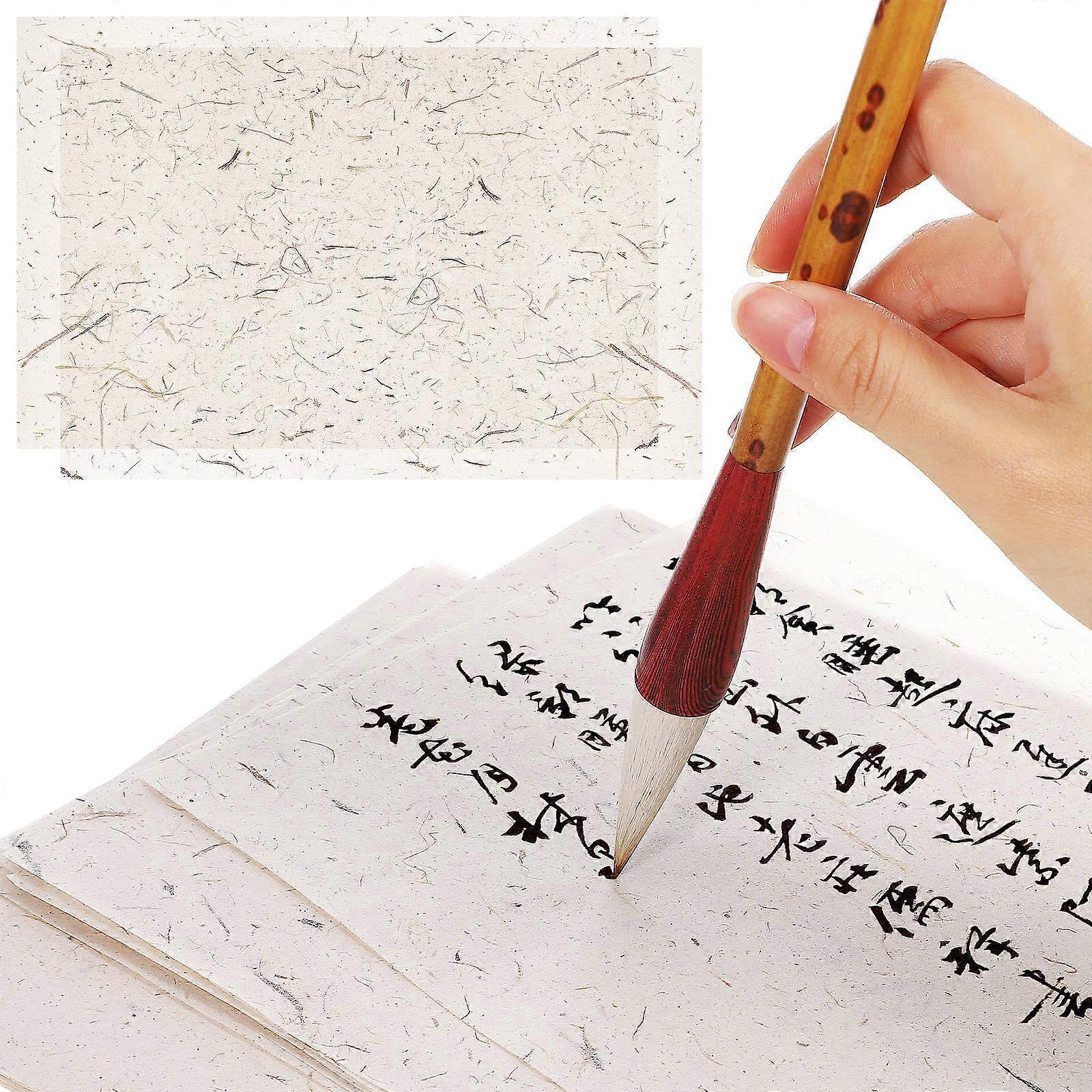 60pcs Handmade Natural Xuan Paper Sheets for Calligraphy, Art Crafts, Scrapbooking & Decoupage – Creative Projects with Convenient Storage Packaging
