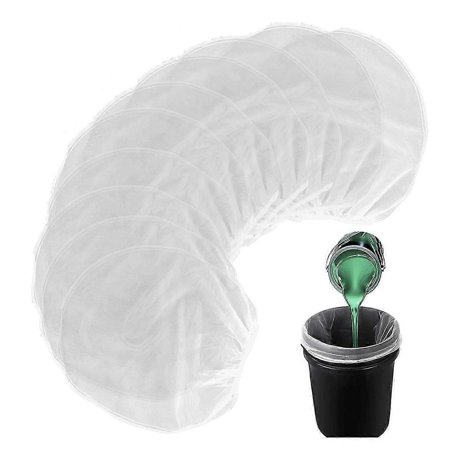 10 Pcs Paint Strainer Bag, 1 Gallon Paint Filter with Elastic Drawstring White Fine Mesh Top Opening