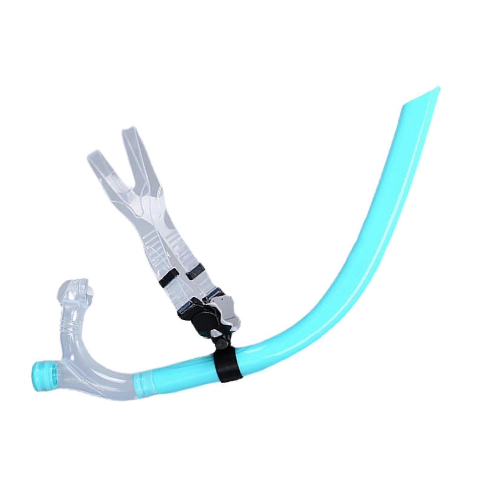 Snorkel for Swimming Rounds - Adult Snorkel Tube with Silicone Mouthpiece and Training Headband - Cyan Blue Diving Gear for Men and Women