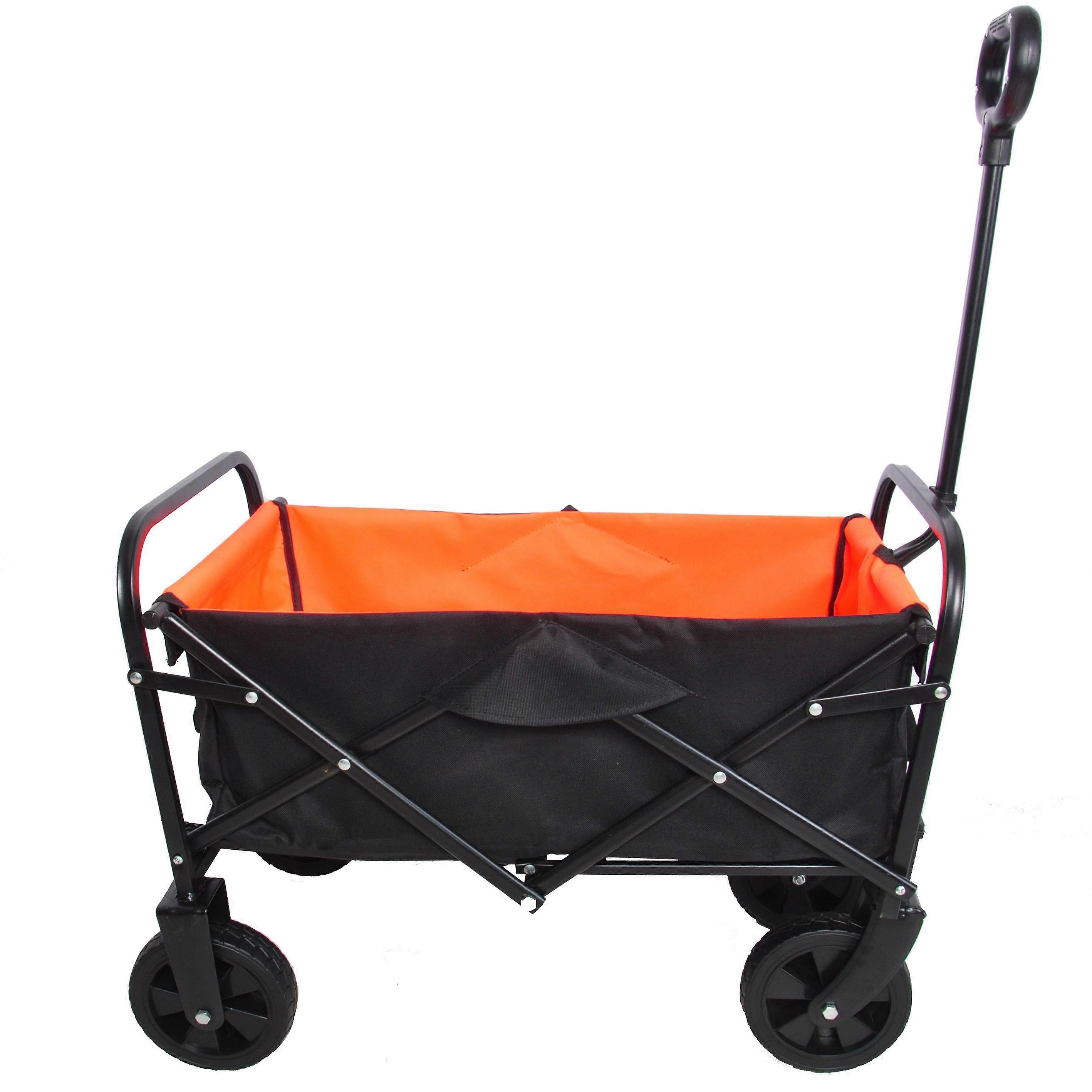 Folding Wagon Garden Shopping Beach Cart (black+yellow) MK00003