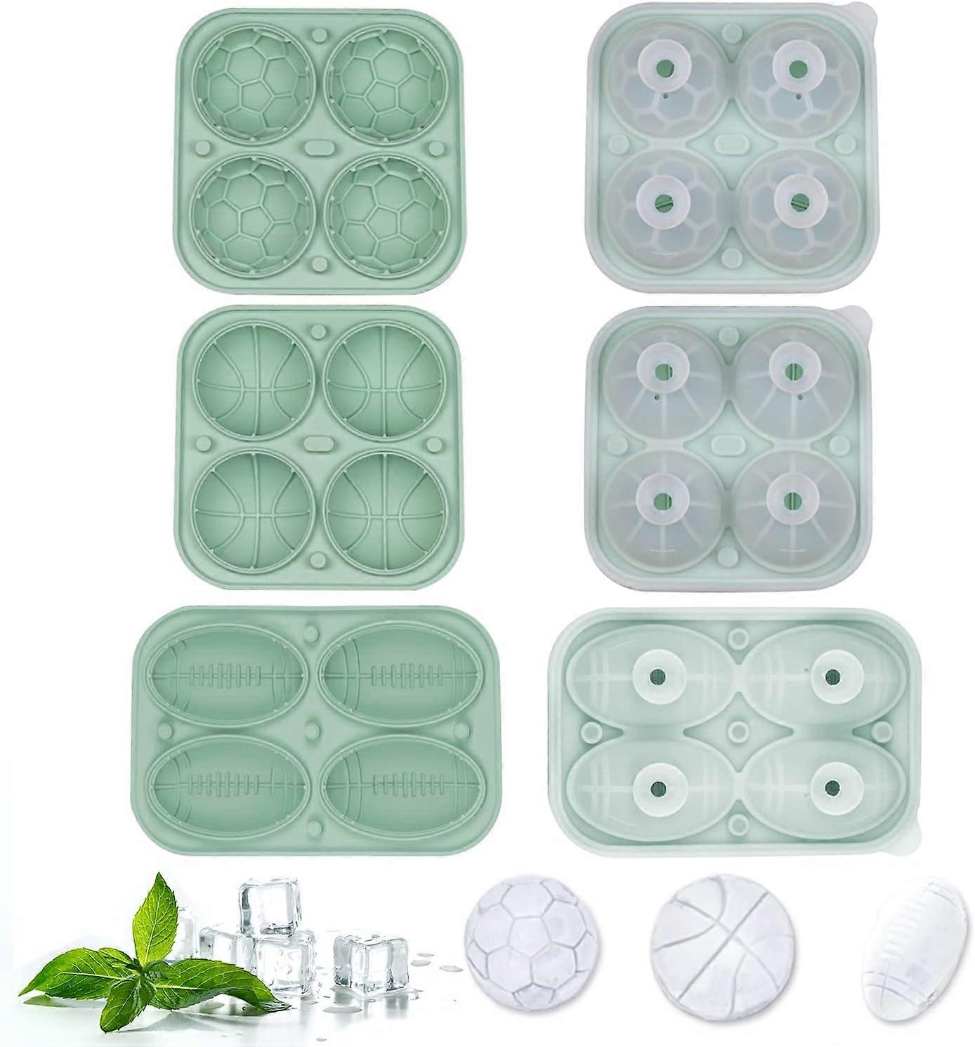 Silicone Ice Cube Mold, Ice Cube Tray with Lid, Ice Ball Ice Cube, 3 Packs Reusable Large Ice Cube Tray (Green) (AAA)