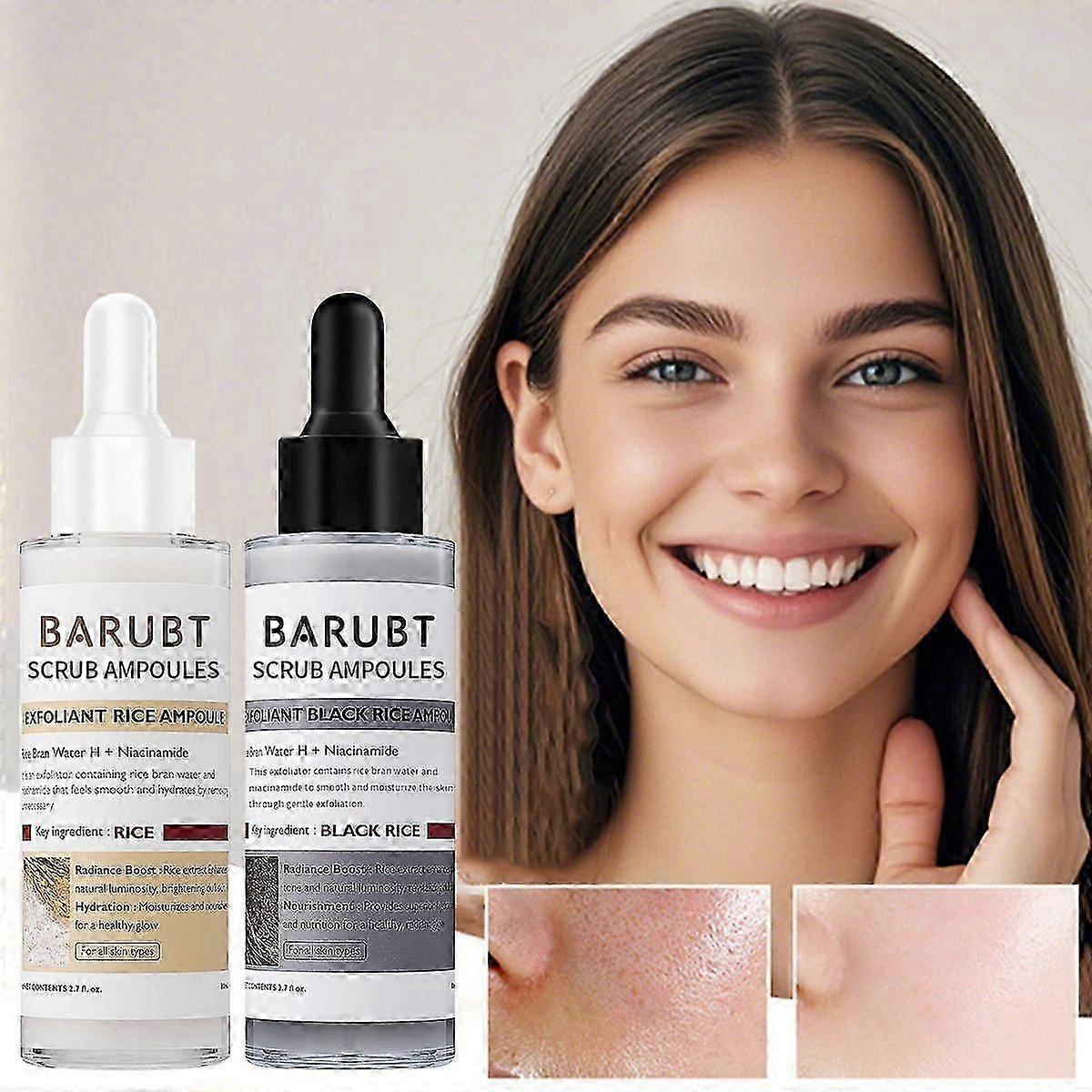 Peel Shot Glow Ampoule de Riz Duo Ampoule de Riz Blanc+Ampoule de Riz Noir Gommage Doux Exfoliant Visage et Corps Cellules Mortes Déscapant Points Noirs Pour Tous
