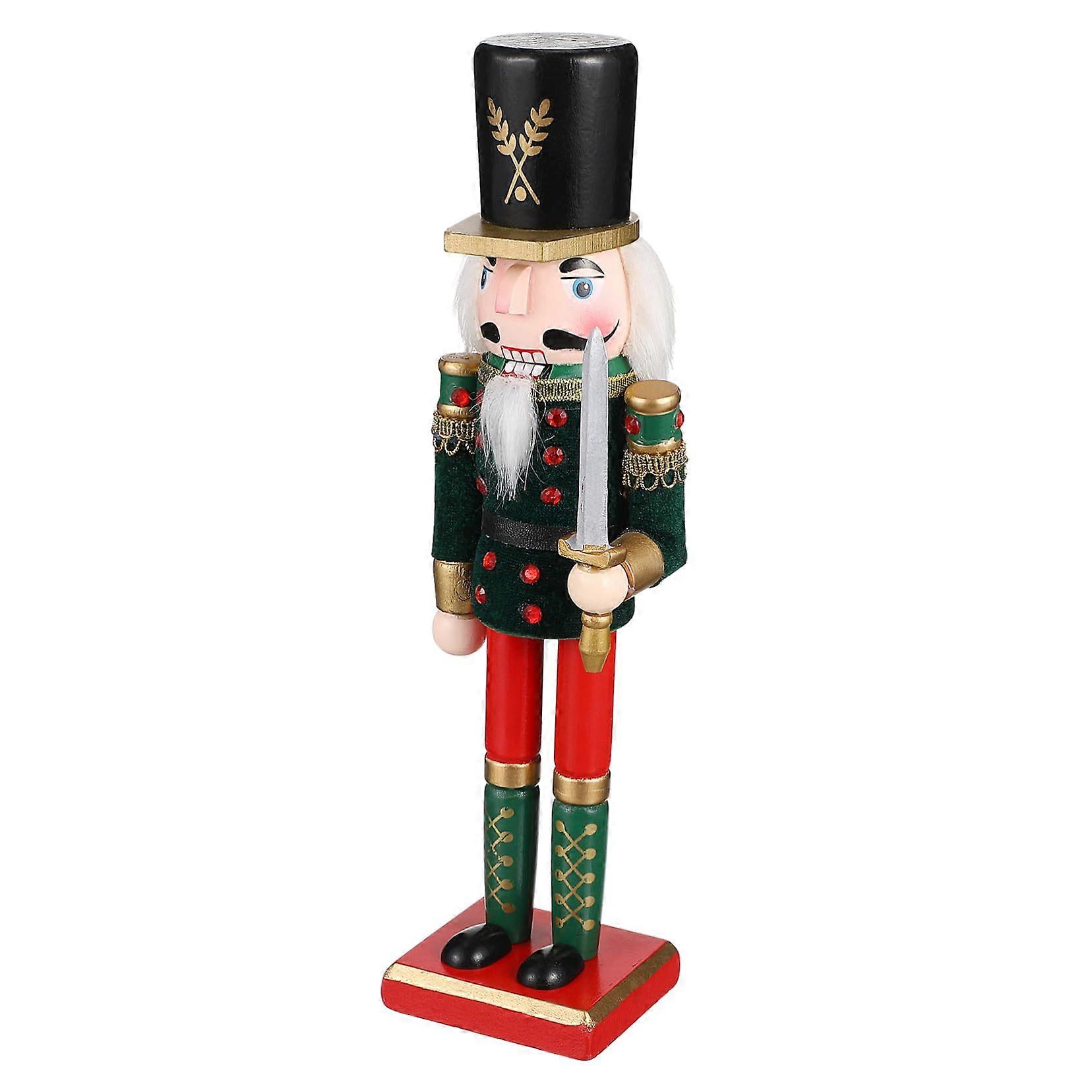 Nutcracker Decoration One-Piece Wooden Nutcracker Figurine For Desktop Christmas Nursery Office Decor High-Quality