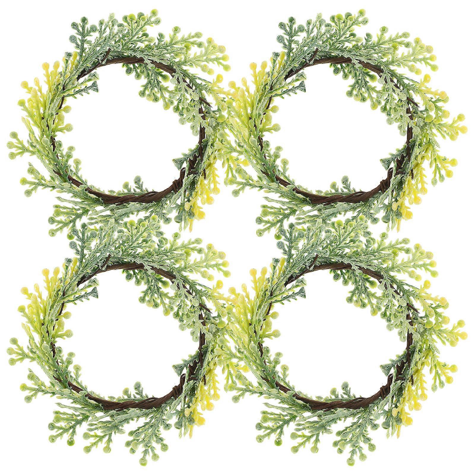 Napkin Rings Rustic Eucalyptus Leaf Woven Rope For Spring Summer Weddings Christmas Party 6Pcs