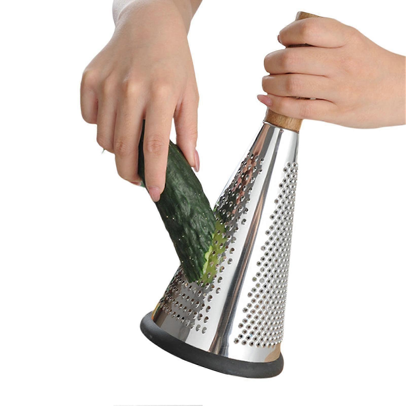 Cheese Grater with Handle - 8 Inch Stainless Steel Cone Grater for Parmesan, Vegetables, Ginger, Chocolate, and Fruits