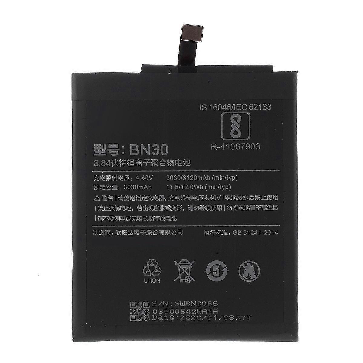 3.84V 3120mAh Battery BN30 for Xiaomi Redmi 4a Large Capacity Battery Cell Phone Replacement Part (W