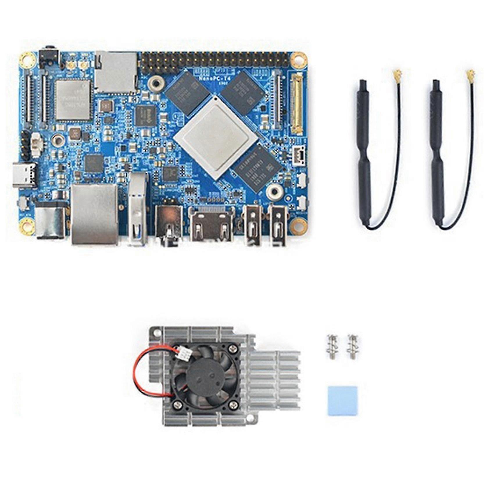 Development Board with Heat Sink, Suitable for Certain Brand, Rk3399, 4GB RAM and 16GB eMMC, Features 2.4GHz/5GHz Wifi, Dual Camera, 4K Play
