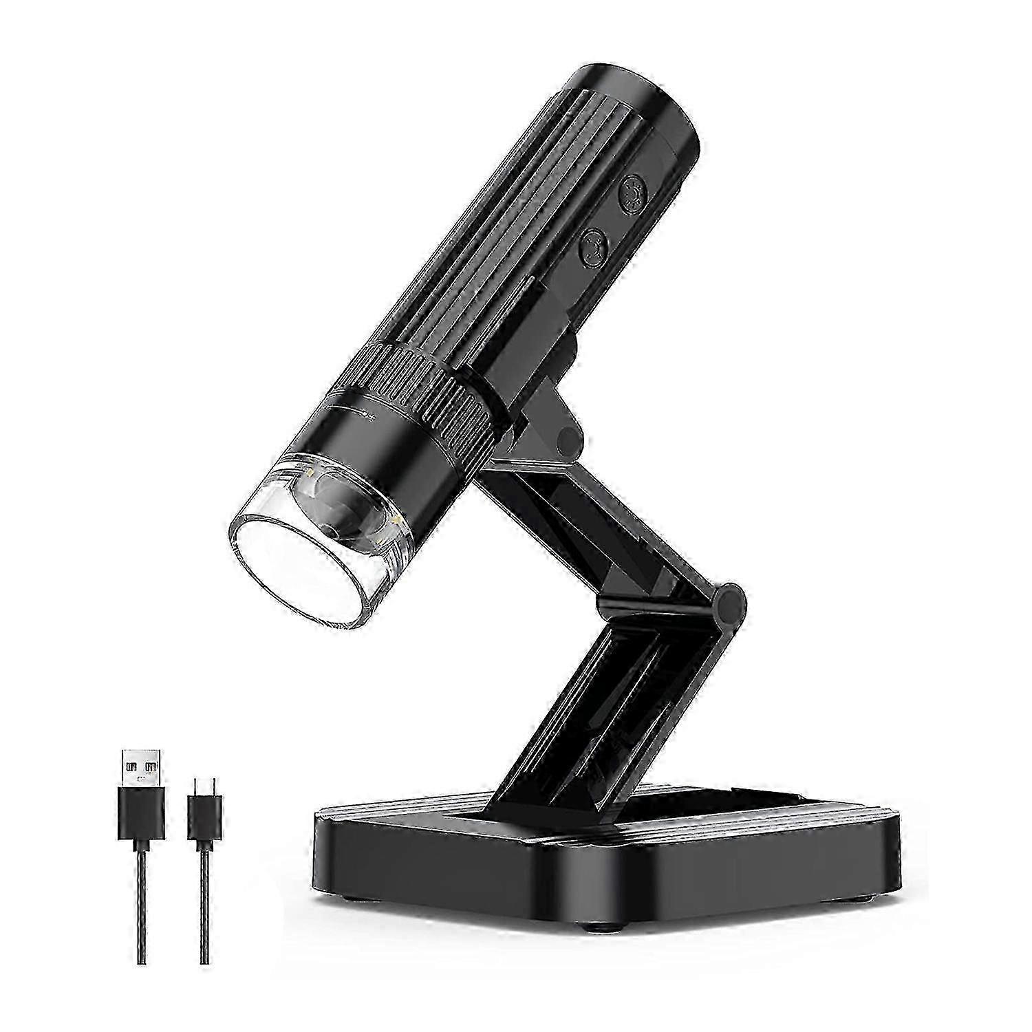 Wireless Digital Microscope 50X-1000X Magnification WiFi USB Handheld Portable Mini Microscope Came--Black