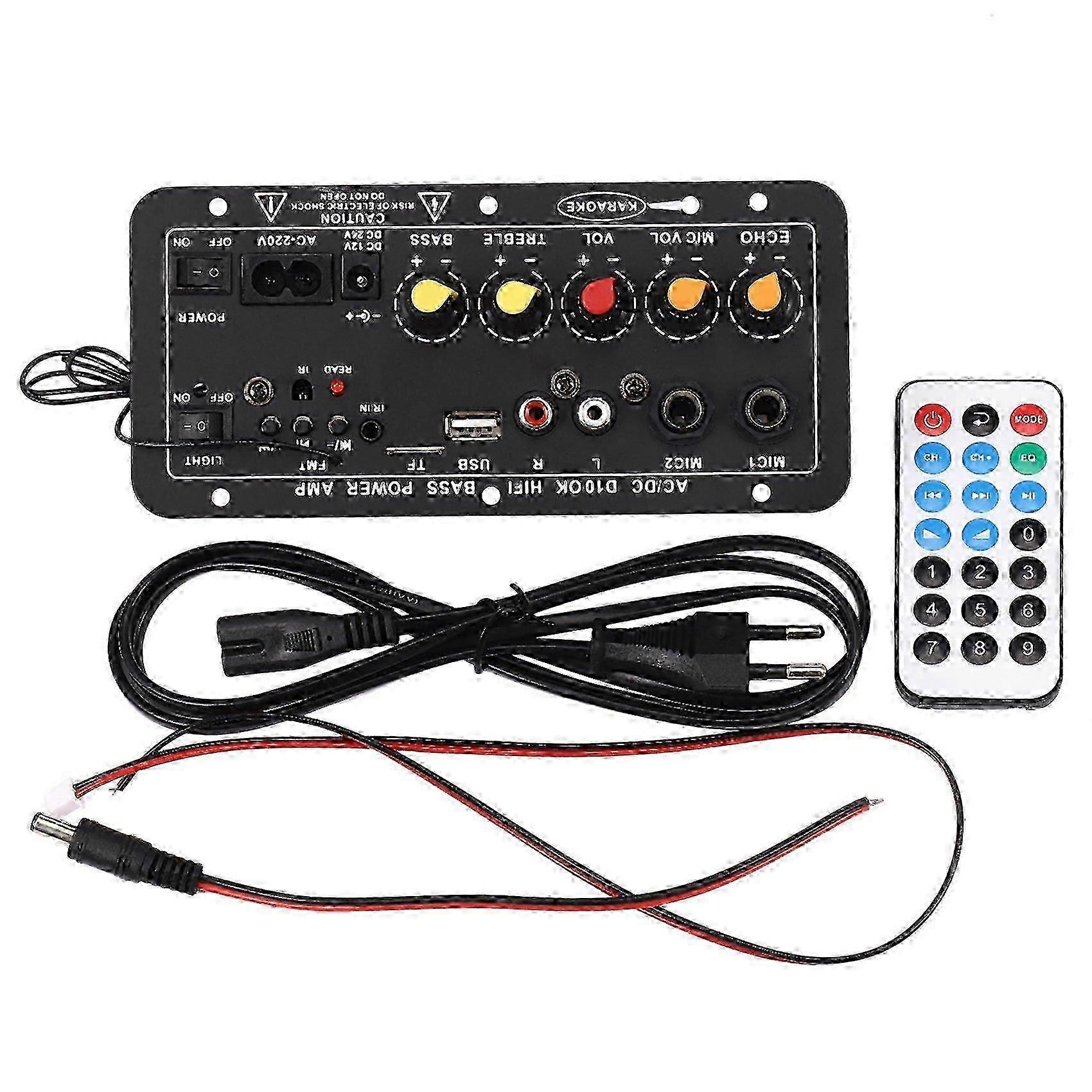 Digital Bluetooth Stereo Amplifier Board Subwoofer Dual Microphone Karaoke Amplifiers for 8-12 Inch Speakers