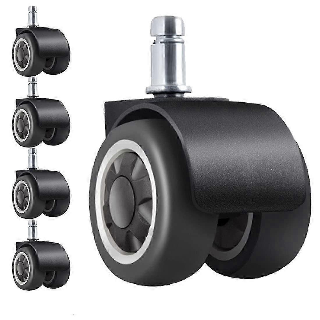 Office Chair Caster Wheel, Replacement Caster Rubber Wheels with Tire Widened Design for Protecting Floors 11mm x 22mm Standard Stem Size Easy Install