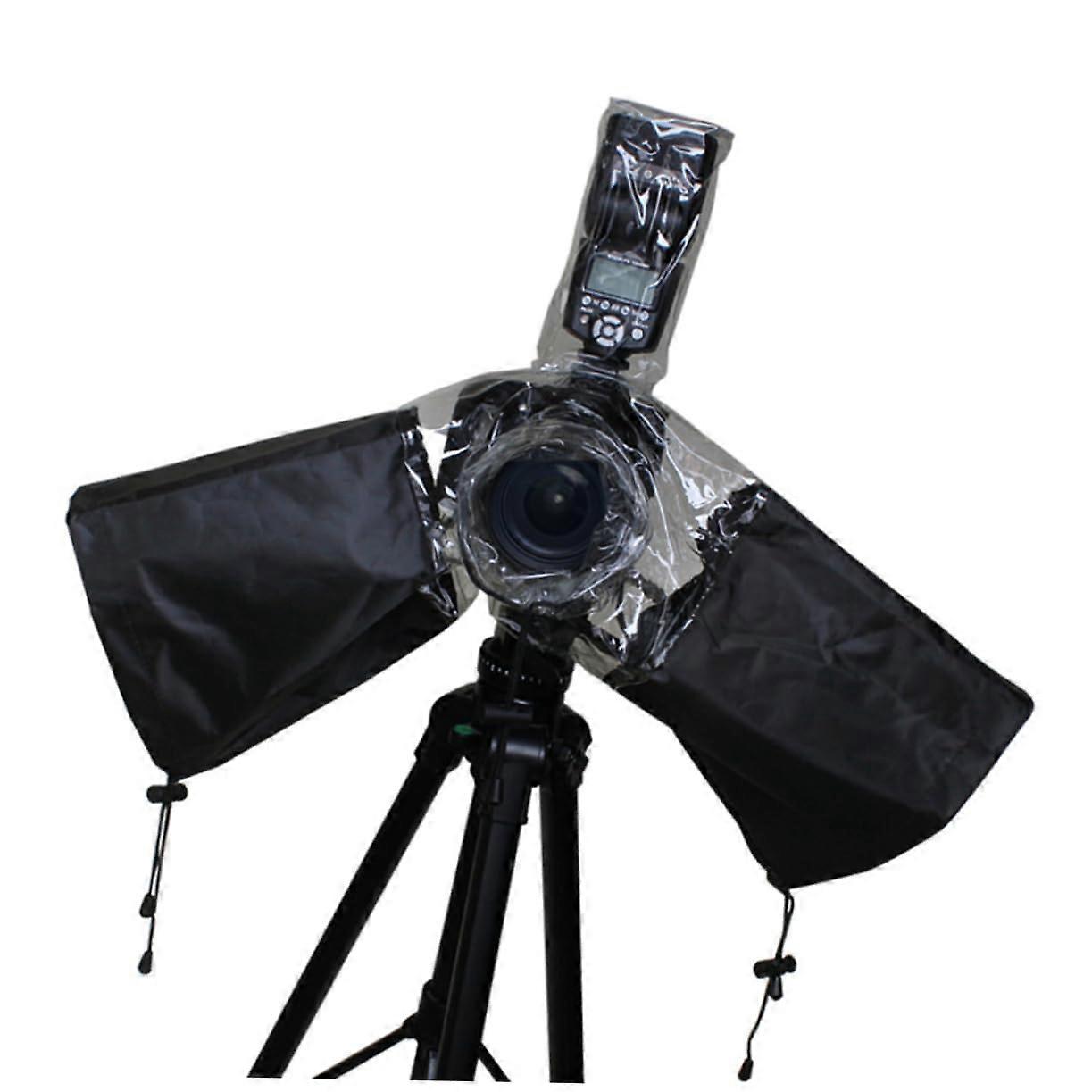 Camera Rain Cover with Drawstring, Waterproof Protection for Monitors, Compatible Lens Cover, Black Camera Accessory