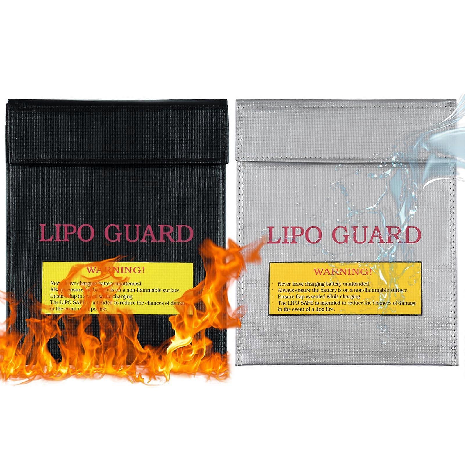 Fireproof Bag, Pack of 2 Fireproof Lipo Bag, Battery Bag for Explosionproof Battery, Cash, Passport, Jewellery and Other Valuables (18 x 22 cm)