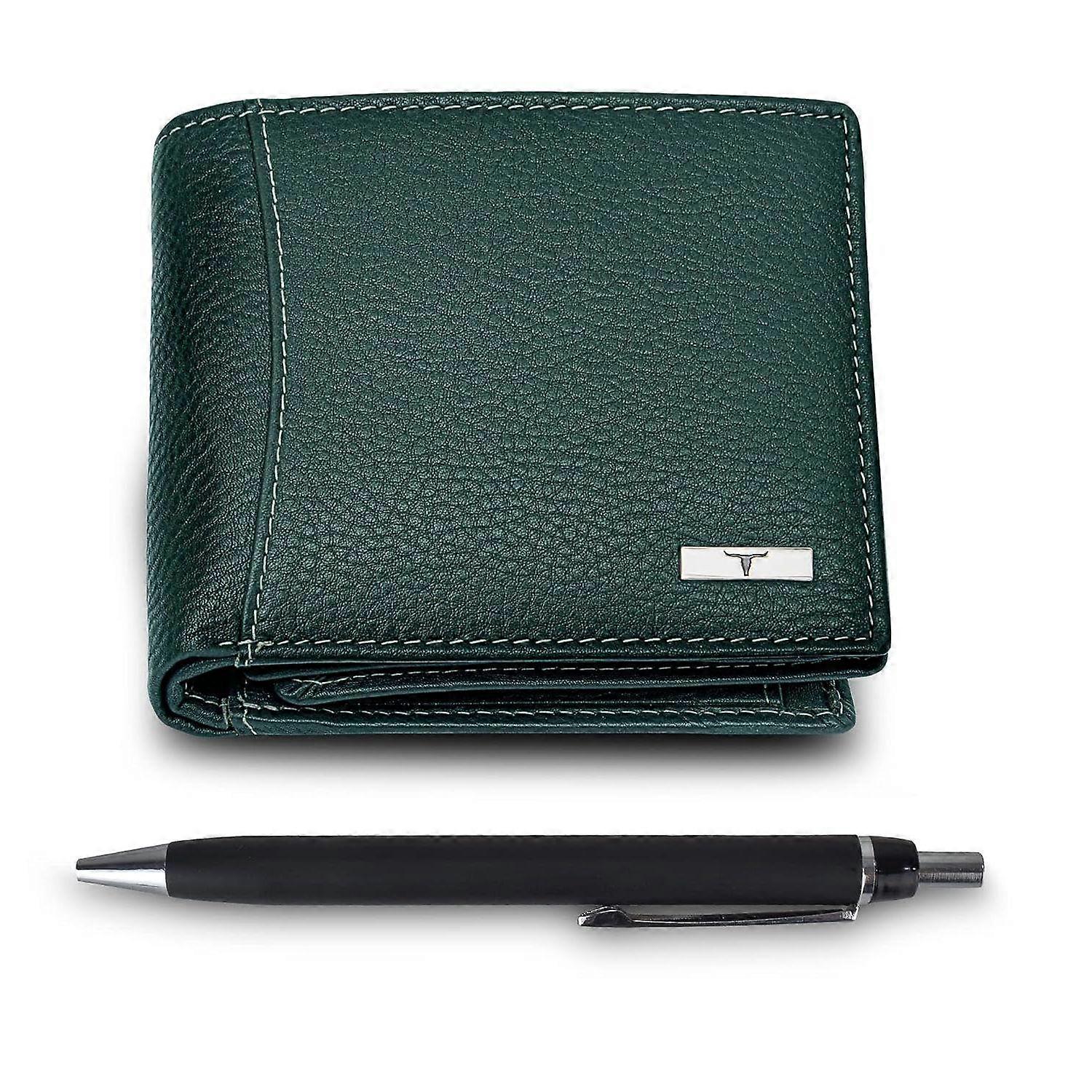 Oliver Green Leather Wallet & Pen Combo Gift Set for Men