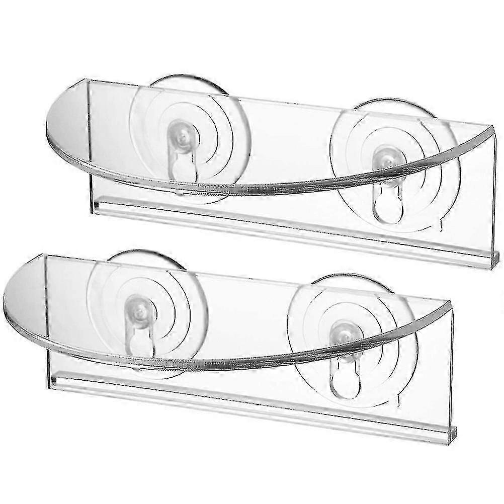 2pcs Transparent Load-bearing Bracket Acrylic Window Shelf with Suction Cups