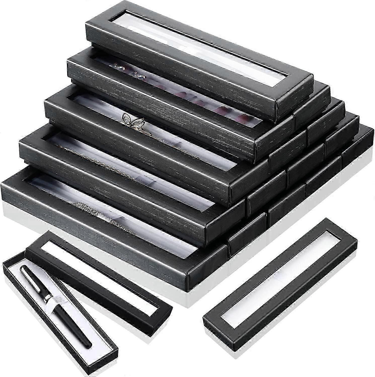 16 Pieces Empty Black Cardboard Case with Clear Window Ideal for Displaying Ballpoint and Fountain Pens
