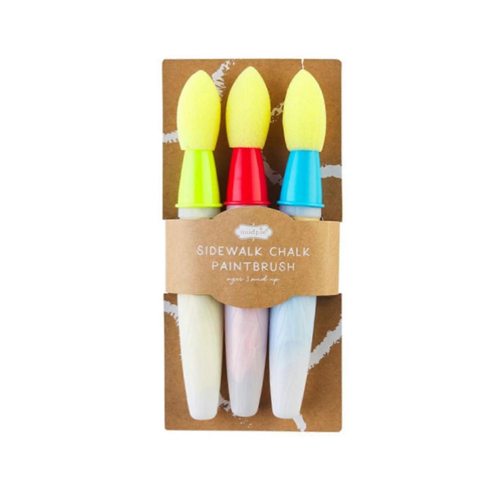 Sidewalk Chalk Brush Set of 3, Washable Paint Brushes for Kids, Easy to Use with Water, Ideal for Outdoor Art