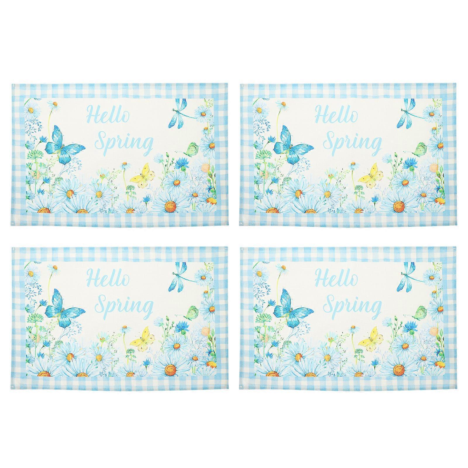 Dinner Table Utensils Mat Anti-Scald Table Mat Coffee Shop Rectangular Shape Blue 48x33cm Table Protection 4Pcs