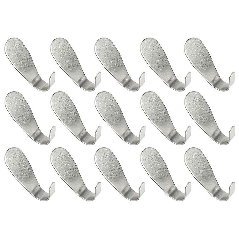 Adhesive Wall Hook for Home Use Silver Stainless Steel Punch Free Hanger 15 Pieces