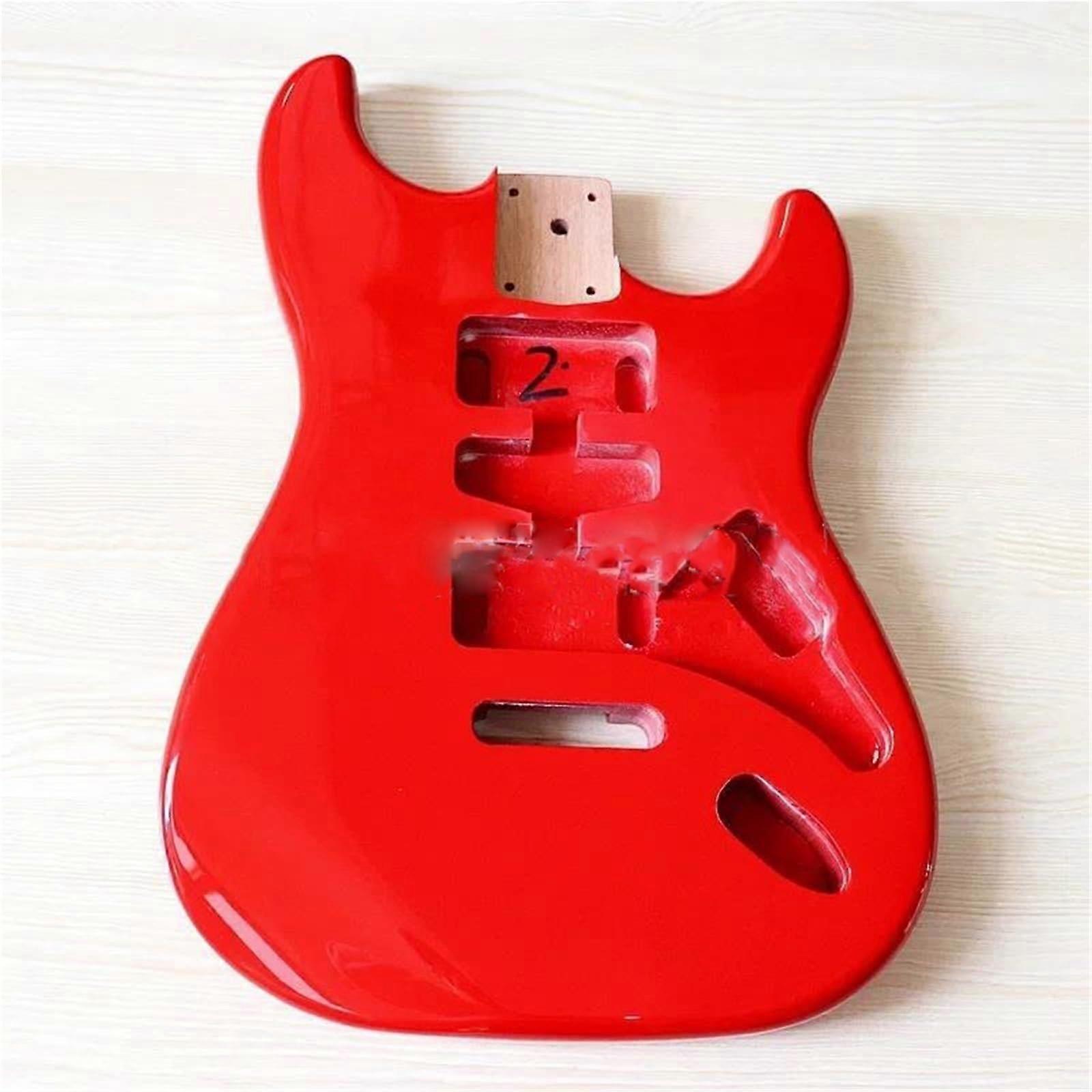 E Guitar Body DIY Kit for Adults - Red Wooden Body Replacement for E-Guitar, Suitable for Building and Customization