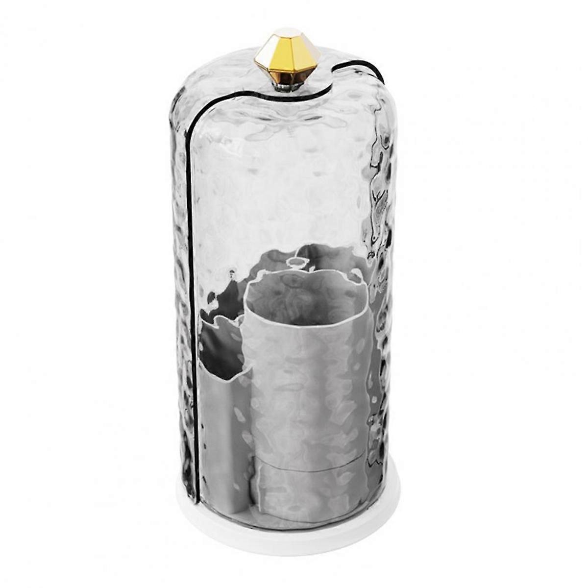 Makeup Brush Storage Box with Transparent Lid Large Capacity 360-Degree Rotating Makeup Brush Holder Acrylic Organizer B