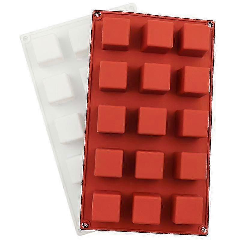15-Cavity Square Silicone Mould for Chocolate, Candy, and Ice Cubes (2-Pack)