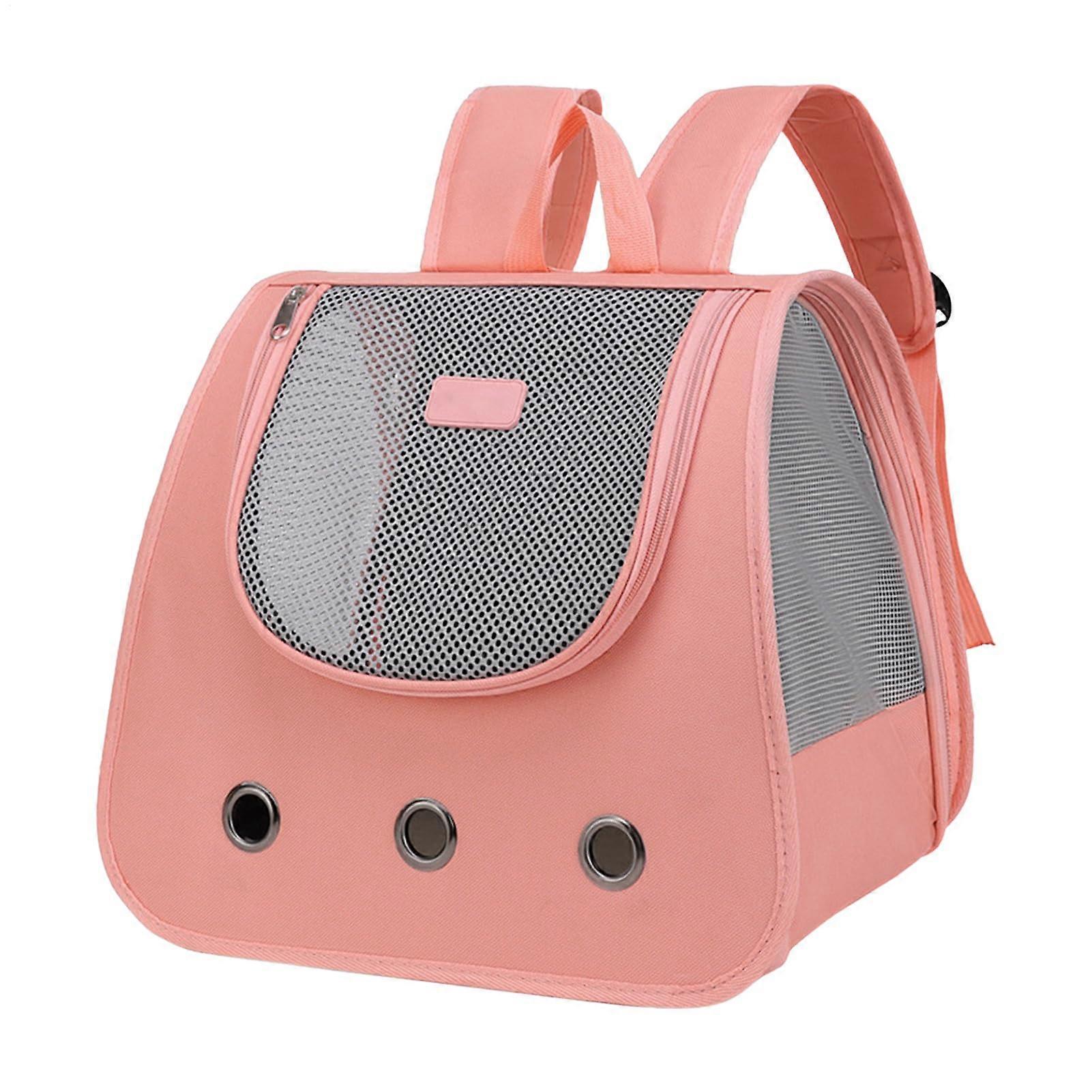 Foldable Cat Carrier, Breathable Mesh with Shoulder Strap, AirlineApproved Backpack in Pink