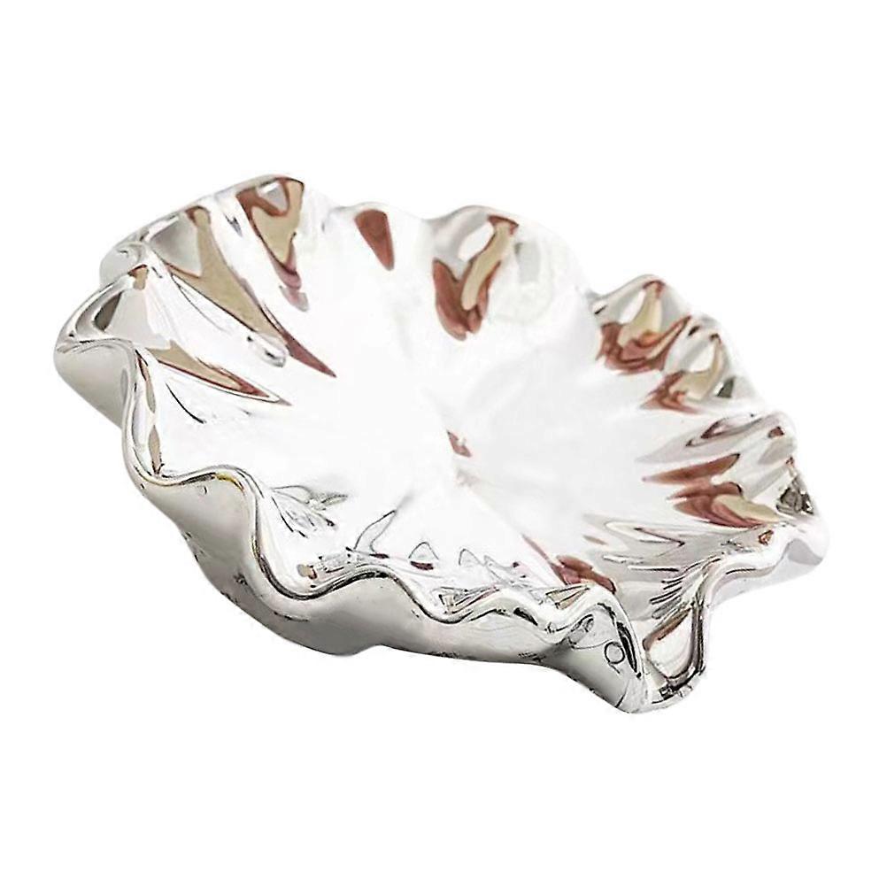 Ceramic Soap Dish Holder with Draining Design for Bathroom and Kitchen – Stylish, Odor Free, Smooth Edges, Silver Color