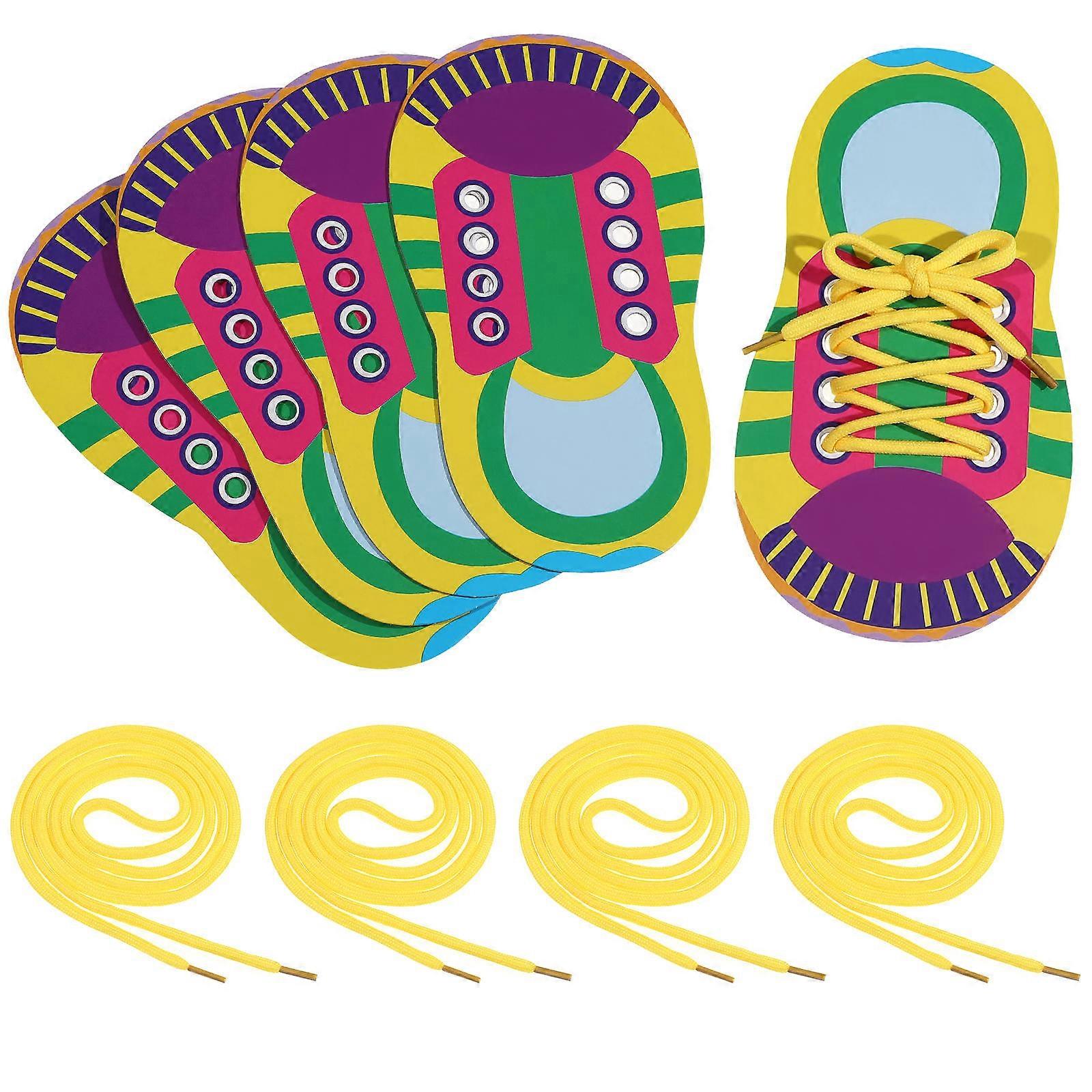 Toddler Threading Toy Shoelace Threading Teaching Toys For Kids Toddlers Learn To Tie Shoelaces Practical Ability Exercise 5 Sets