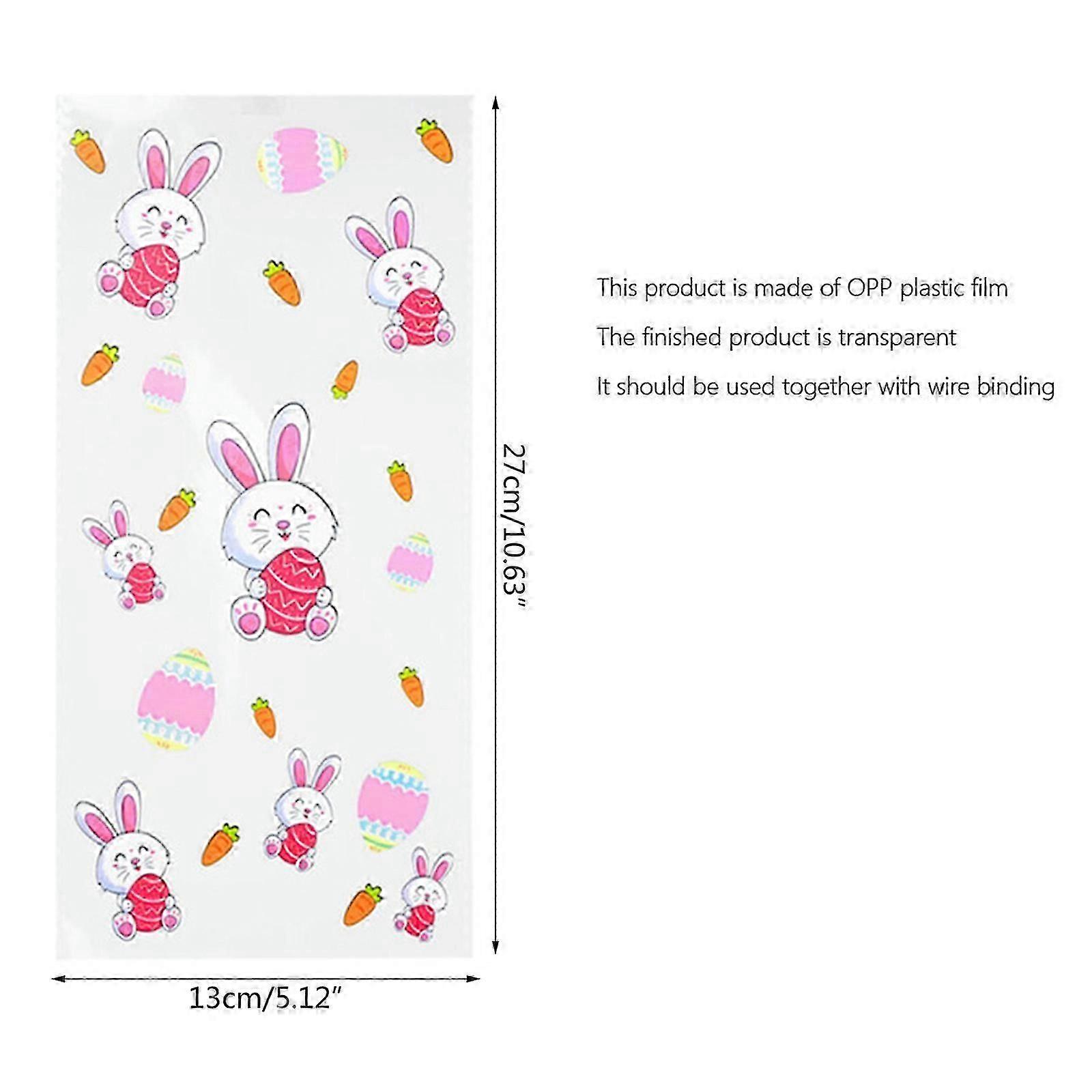 2025 Latest Model 100pcs Candy Cellophane Bags Easter Theme Bunny Egg Pattern