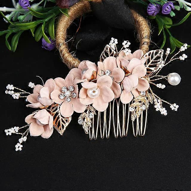 Goldfarbene Haarkämme mit Strass und Blume für Hochzeit – Hochzeits-Haarschmuck für Frauen, Braut Haarnadel, 7x5 cm