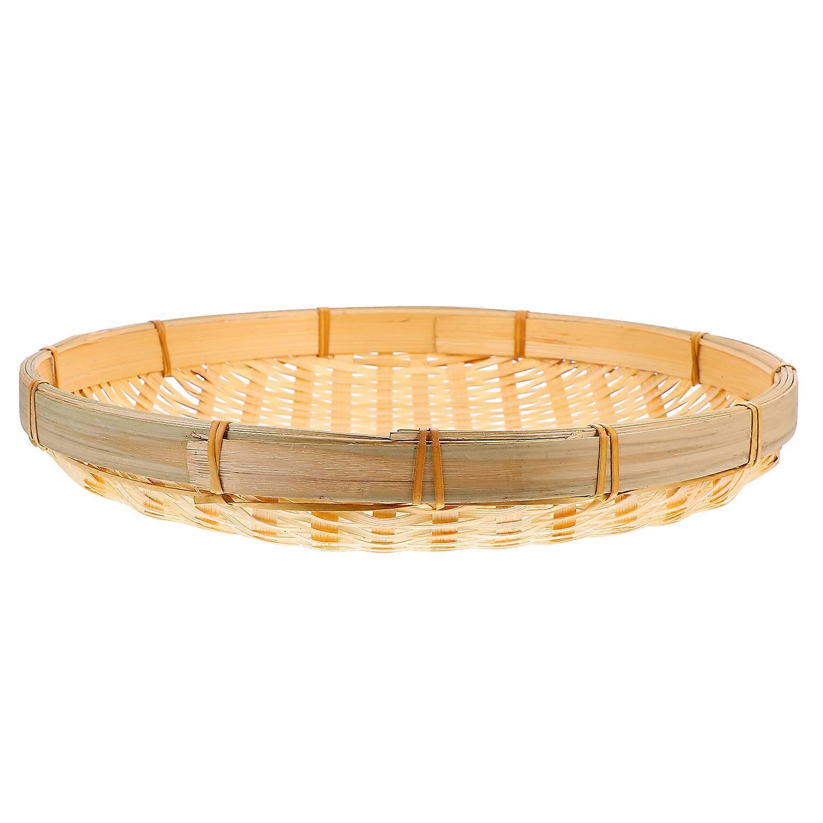 1 Pc Bamboo Weaving Dustpan Decorative Storage Plate Bread Basket