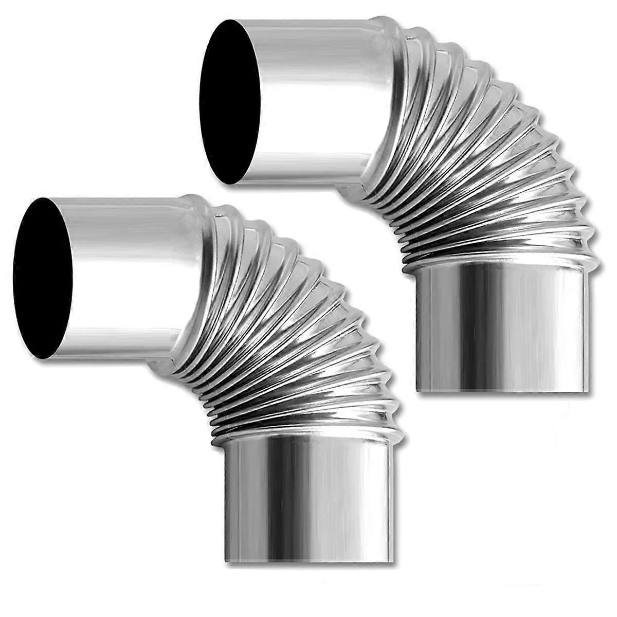 Flue Pipe, Chimney Pipe, Pack of 2, 90° Angle Pipe, Stainless Steel, 60 mm, 120 mm