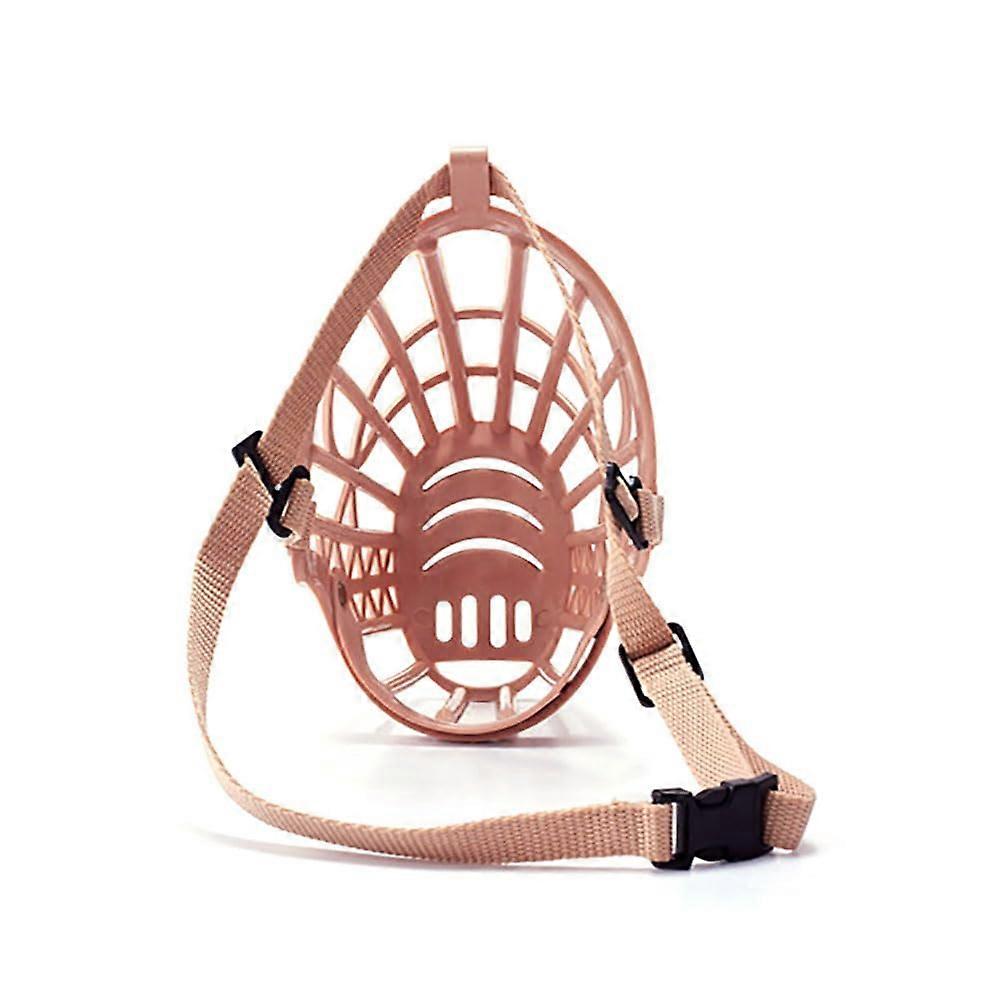 Dog Muzzle Anti-Bite Anti-Barking Soft Plastic Breathable Mesh Beige Size 2# (3-5KG) Lightweight Dog Muzzle Cover