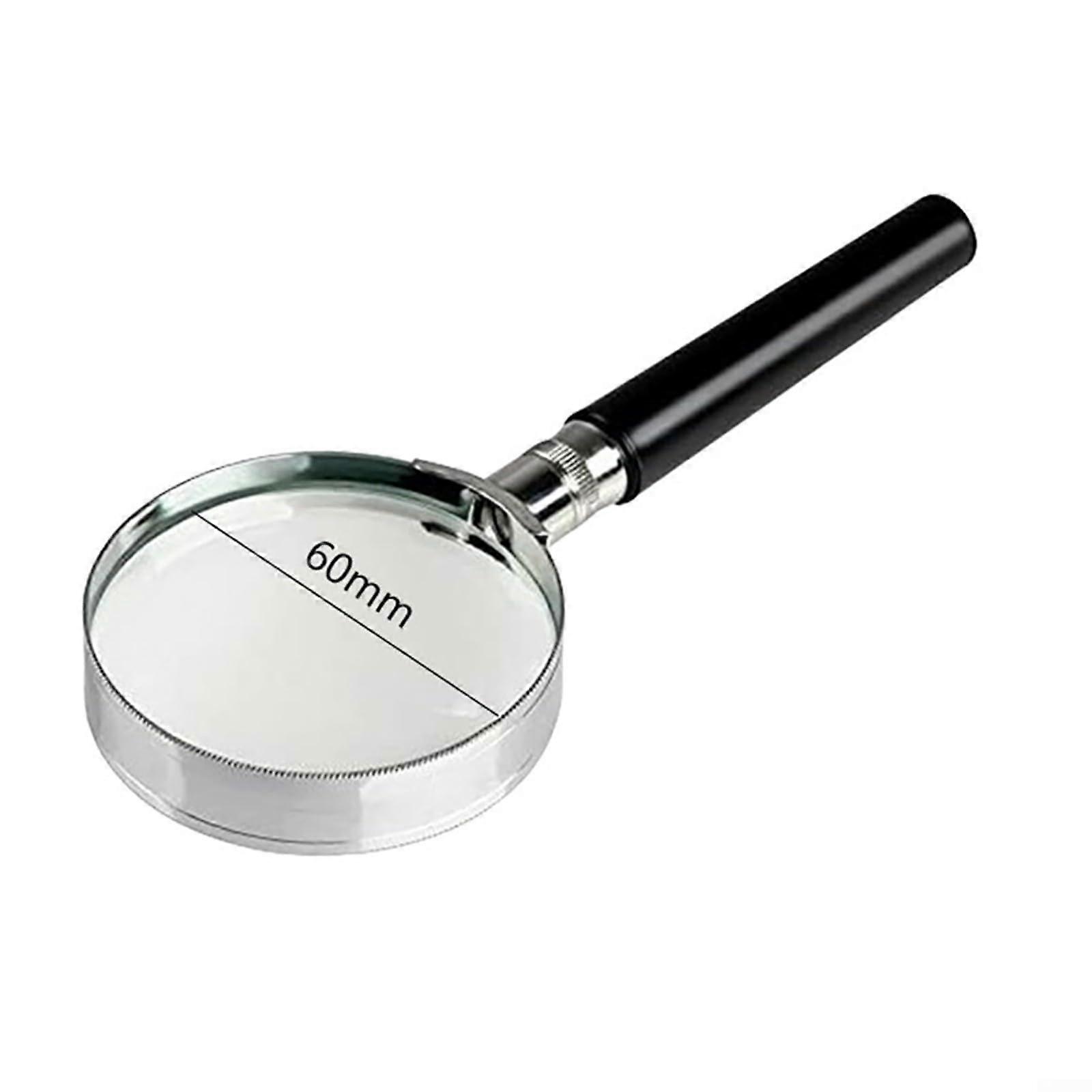 Compact Magnifying Glass with 5x Magnification and 60mm Optical Glass Lens, for Reading and Inspection at Home or Office