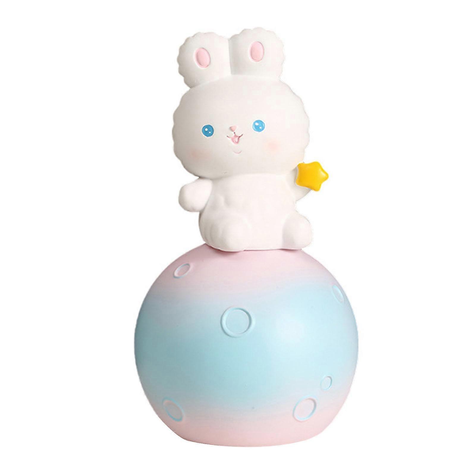 Touch Night Light Color Change Cute Rabbit Touch Night Lamp with Money Jar for Desktop Decoration