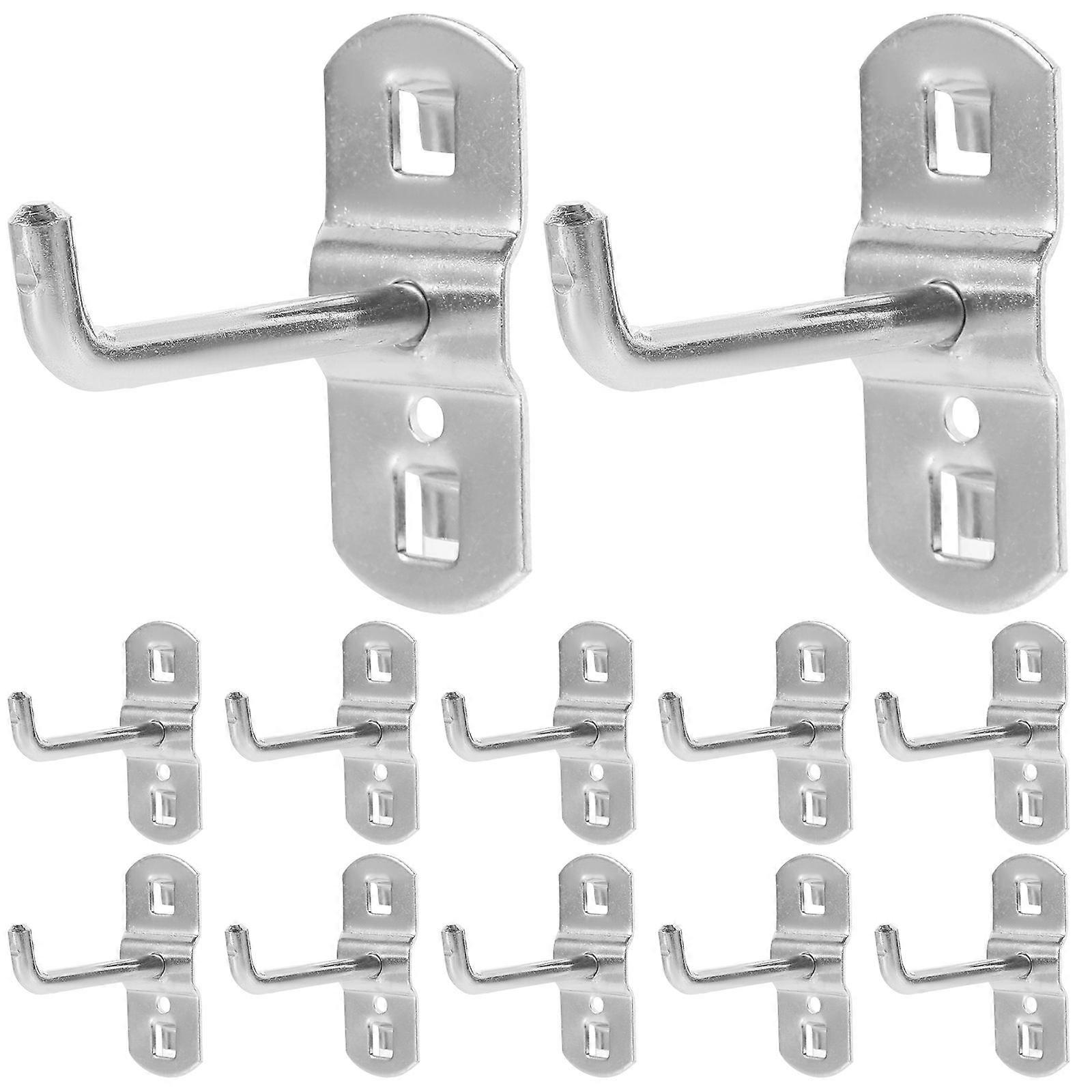 12pcs Heavy Duty Metal Square Hole Pegboard Hooks for Tool Organization – Silver Pegs for Garage & Shop Storage Rack Display
