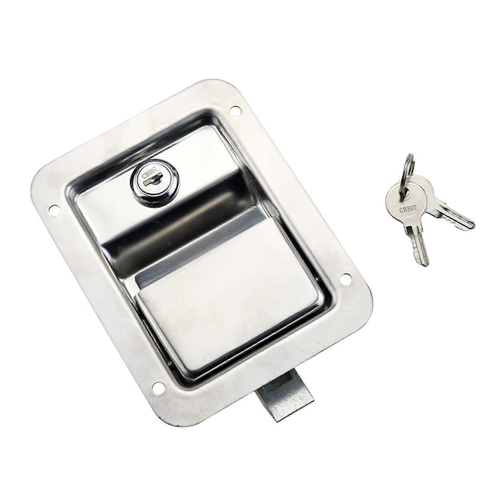 LKW-Zubehör Werkzeugkastenschloss 304 Edelstahl Hochglanzpoliert Containertürschloss mit Zylinderschloss 1St