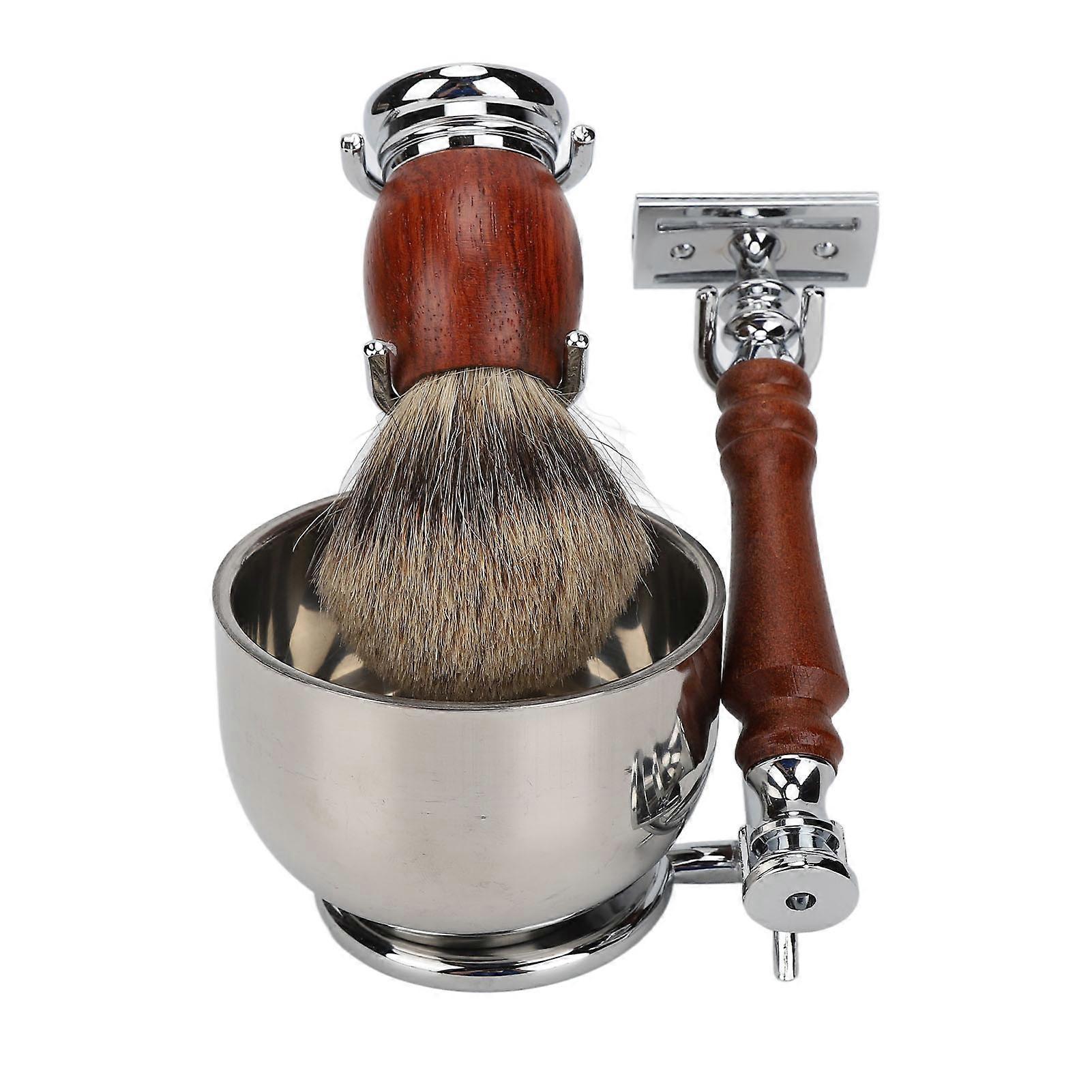 Men Shaving Care Kit with Replacement Blades Manual Beard Trimmer Shaving Brush and Knife Set