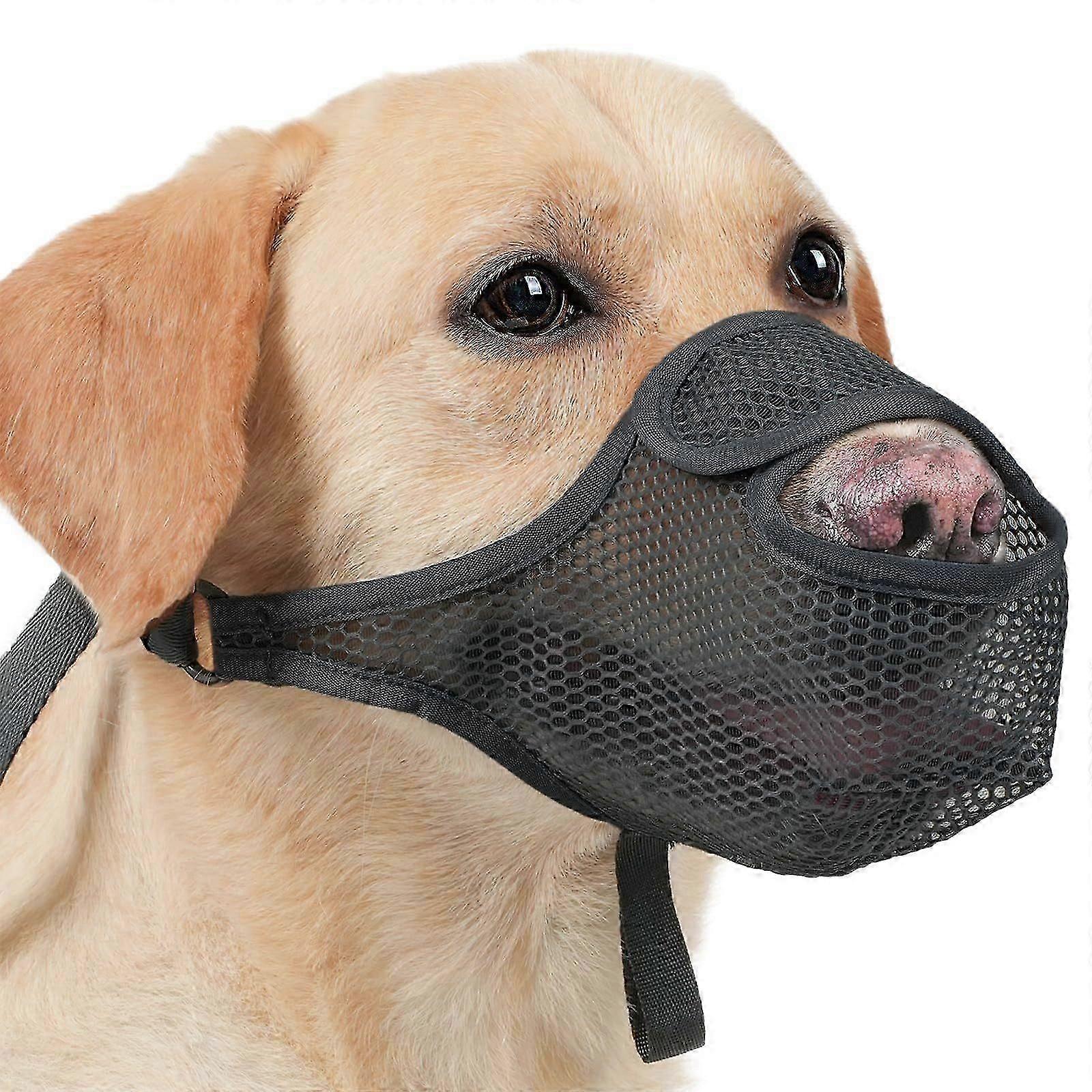 Dog Muzzle for Large Small Dogs, Patented Mesh Muzzle to Prevent Biting Chewing Eating, Soft Mouth Guard with Front Opening Design for Drinking Pantin