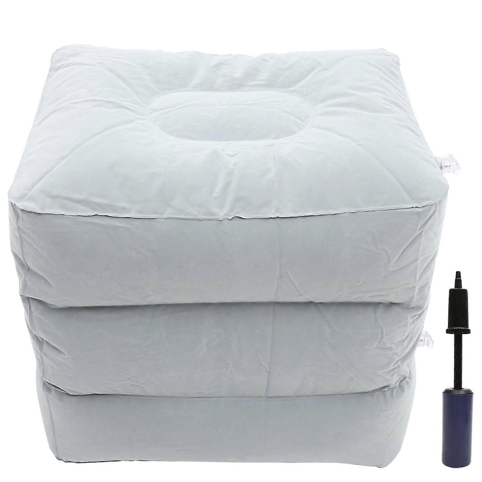Adjustable Inflatable Foot Rest Pillow Travel Leg Cushion for Airplane Car Train Use Portable PVC Flocking Fabric Footstool Relief for Leg Swelling