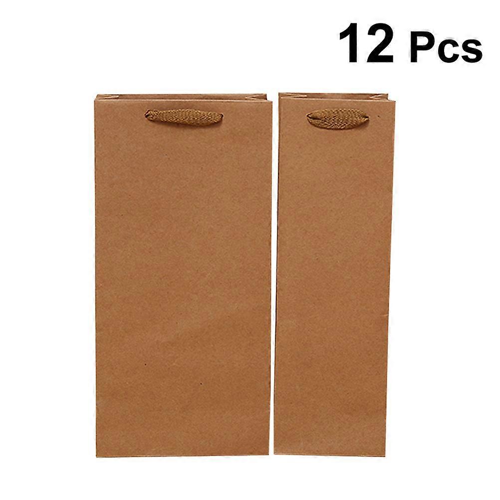 12pcs Kraft Paper Red Wine Hand Bag for Drinks Packing and Storage