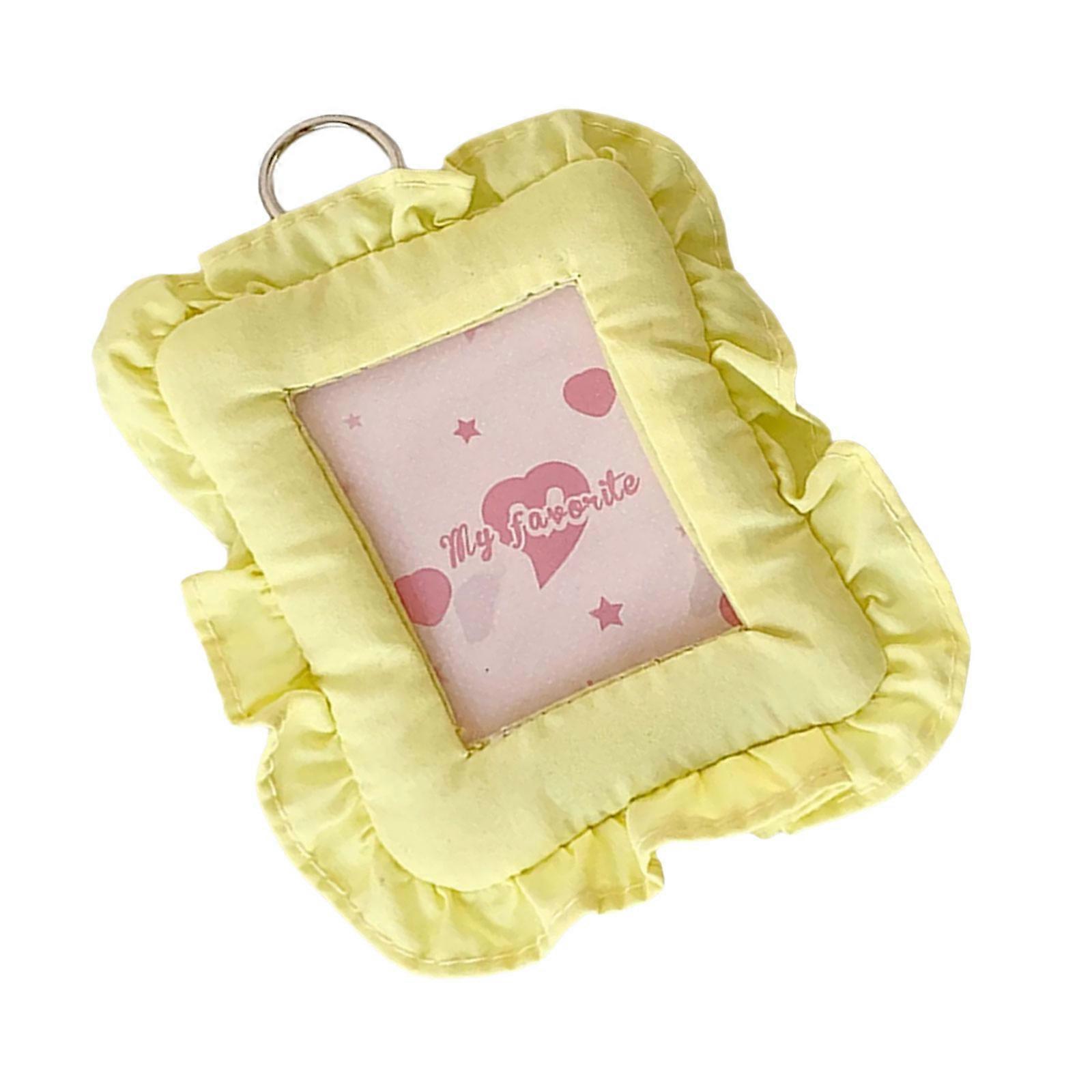 Portable Pillow Shaped Photocard Display Case For Backpacks Keys Decoration Lightweight Photo Showcase Organizer Yellow