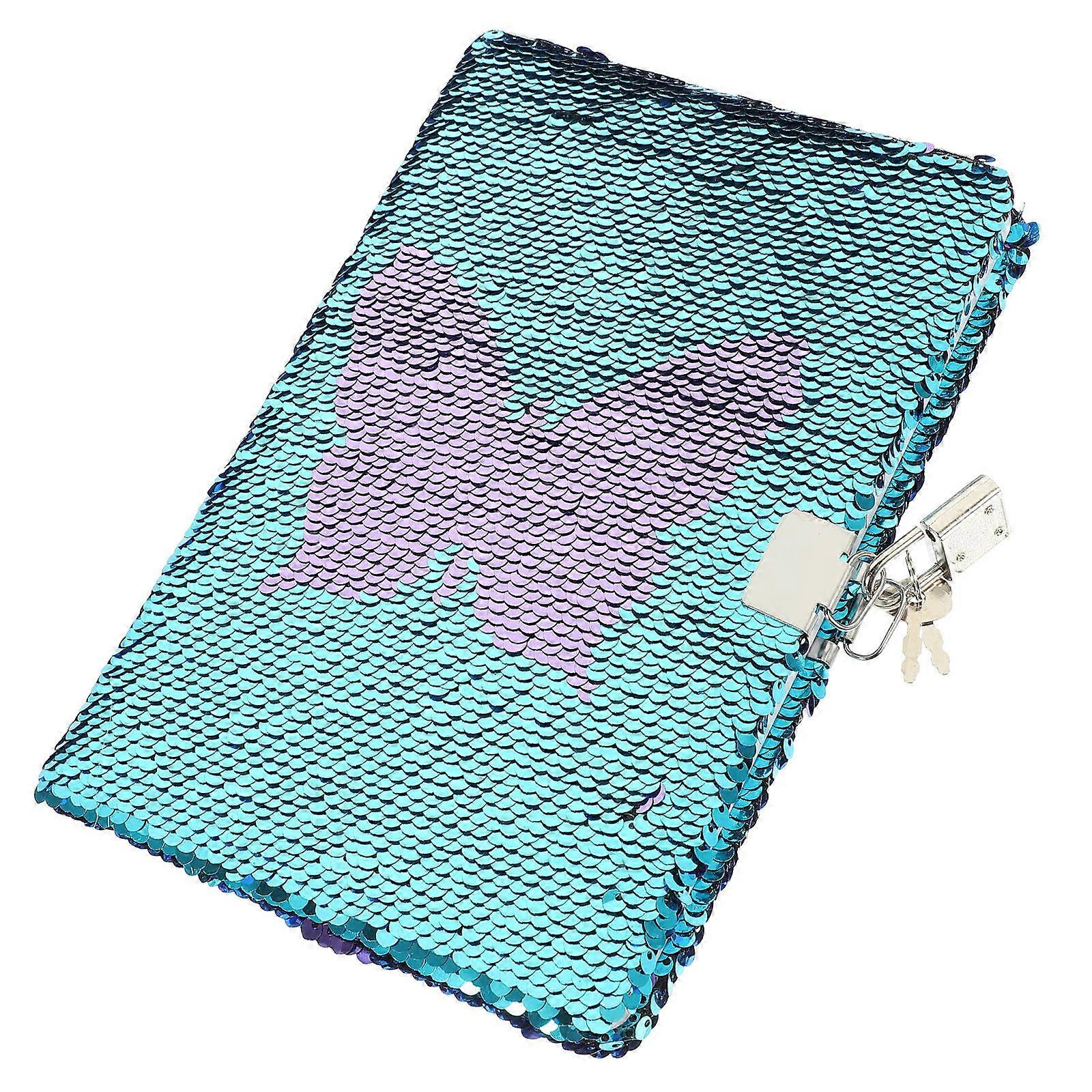 Kawaii Reversible Sequin Notebook Travel Journal For -Blue 21x14cm Recording 1Set