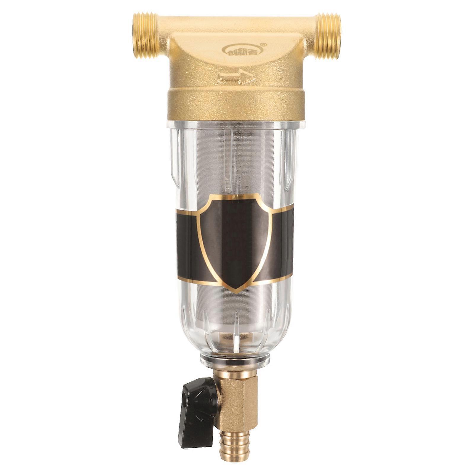 Water Sediment Filter 1/2 Inch Portable Pre-Filtration System Accessory For Home Use Golden Stainless Steel Copper Material 1Pack