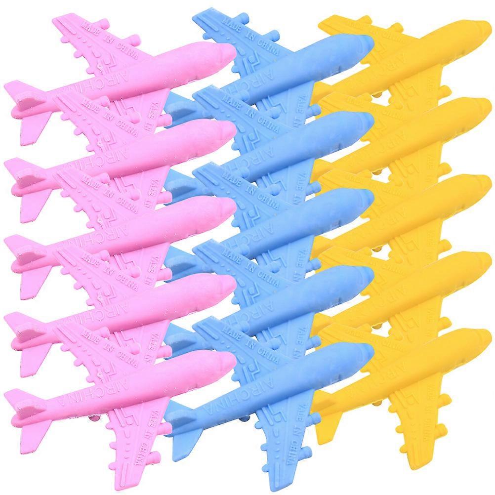 Plastic Airplane Shaped Erasers for School Use Assorted Color 15 Pieces