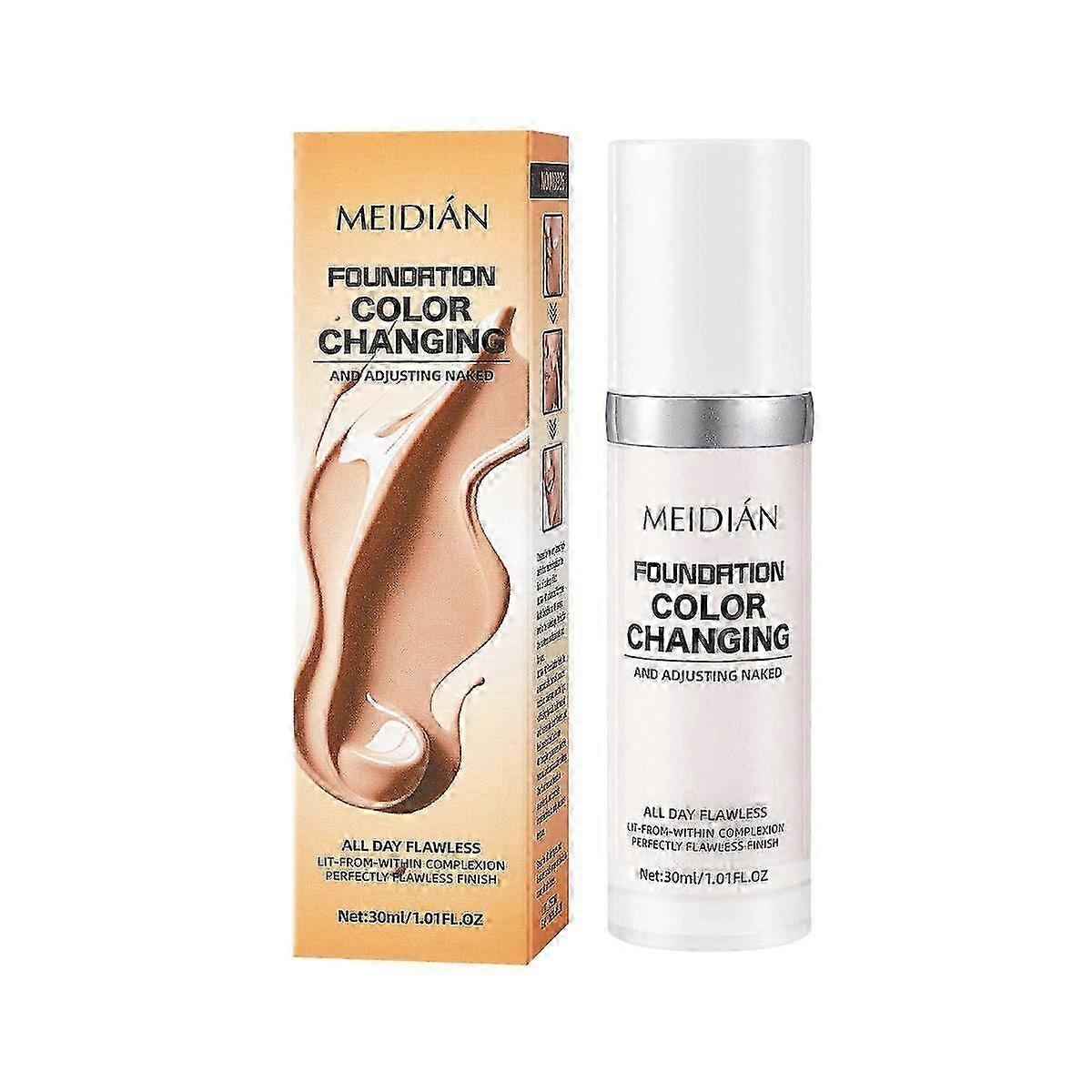30ML Flawless Colour Changing Warm Skin Tone Foundation,Naturally Foundation Makeup,Long Lasting Moisturizing & Waterproof Poreless Liquid Foundation