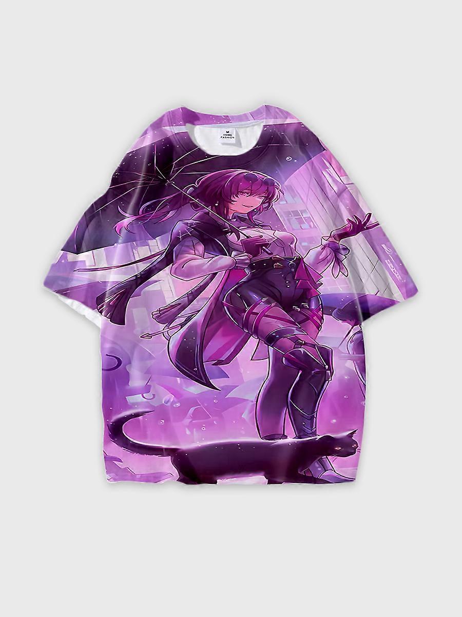 T-shirt round neck Role Pattern loose short sleeve K240